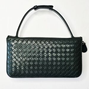 Bottega Veneta Intrecciato Zip Around Clutch With Retractable Handle
